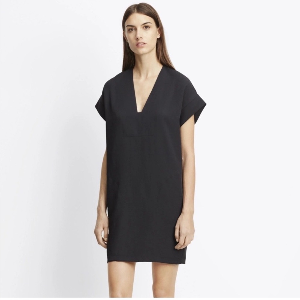 Vince Black V-Neck Shift Dress